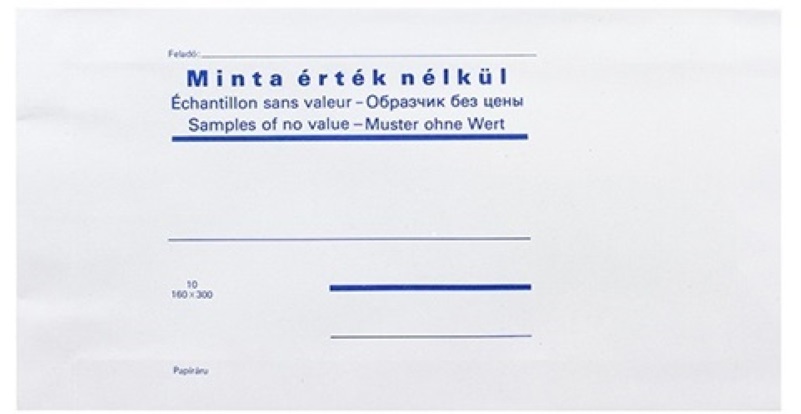160x300mm Minta érték nélküli tasak