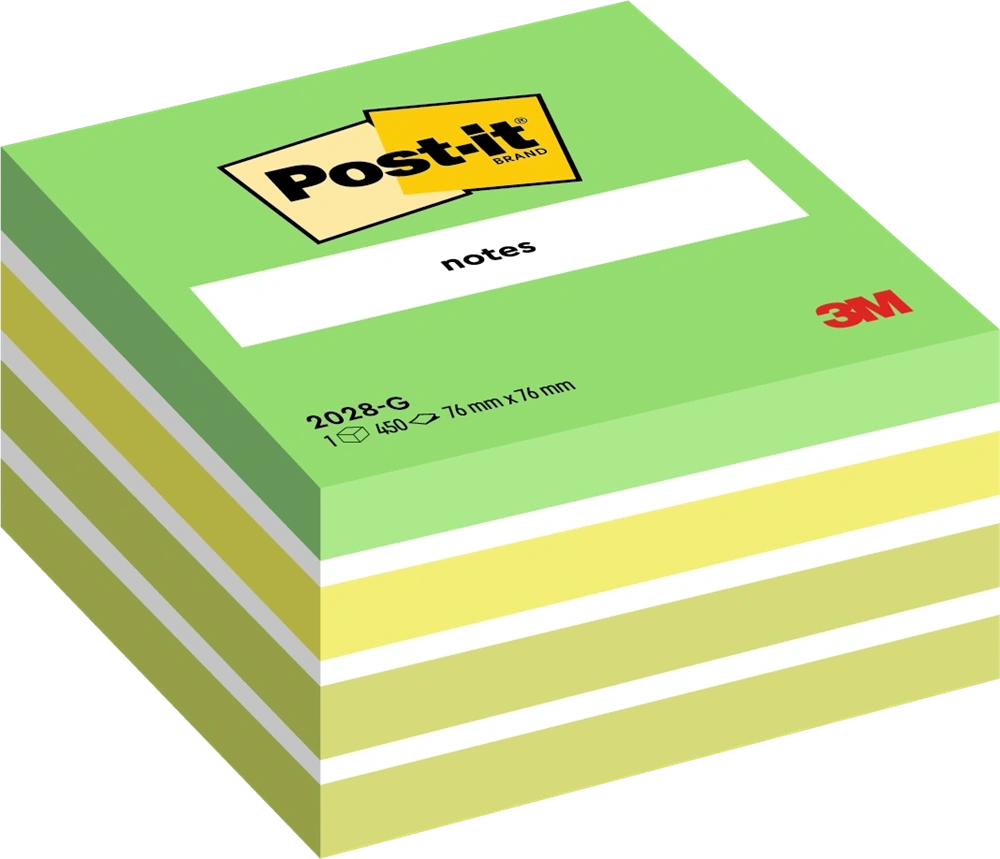 3M Post-it 2028 G 76x76mm 450lapos zöld jegyzettömb  100% PEFC, SGSCH-PEFC-COC-110078