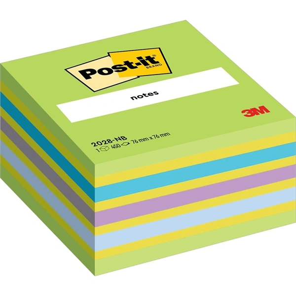 3M Post-it neon kék/zöld 76x76mm 450 lapos öntapadó kockatömb 100% PEFC, SGSCH-PEFC-COC-110078
