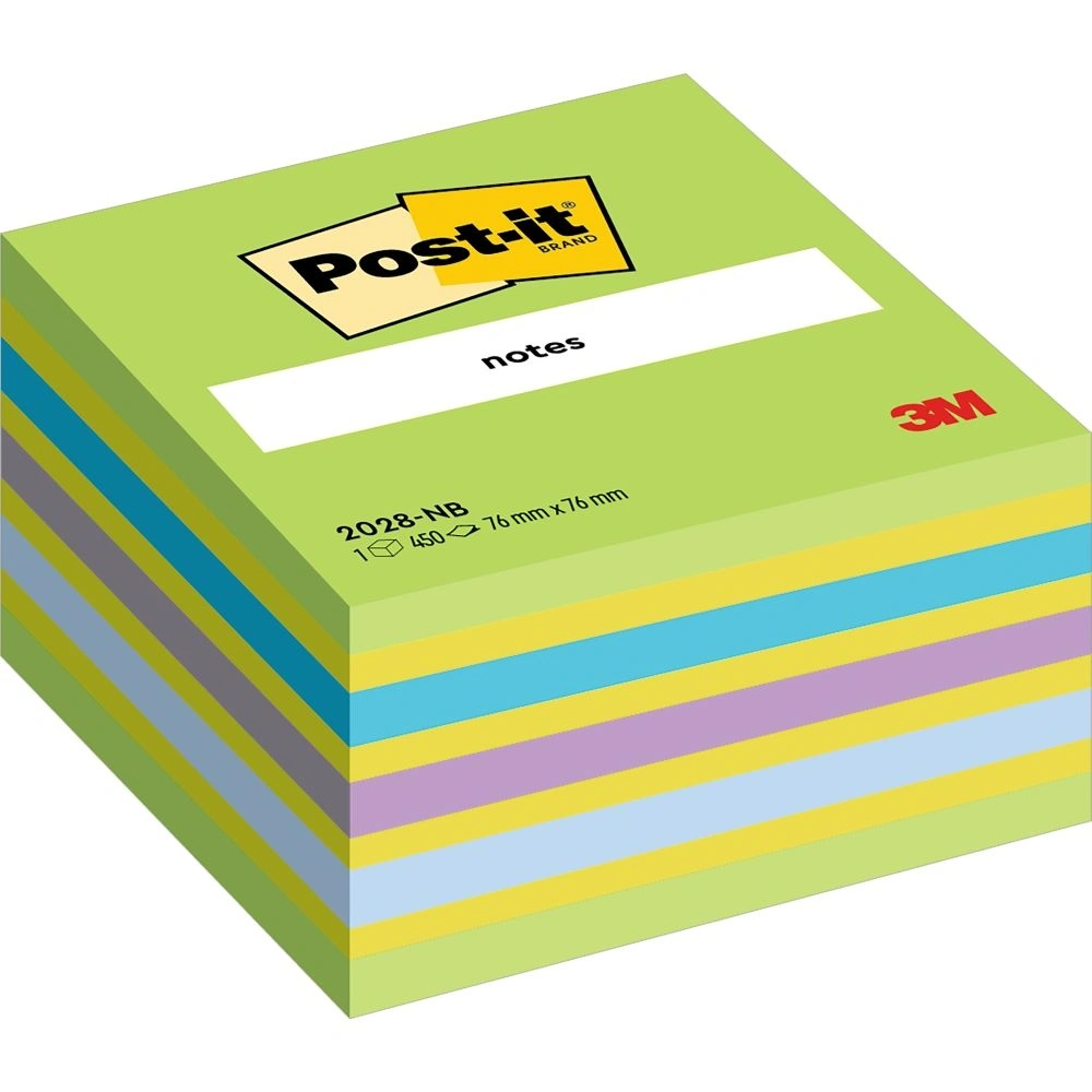 3M Post-it neon kék/zöld 76x76mm 450 lapos öntapadó kockatömb 100% PEFC, SGSCH-PEFC-COC-110078