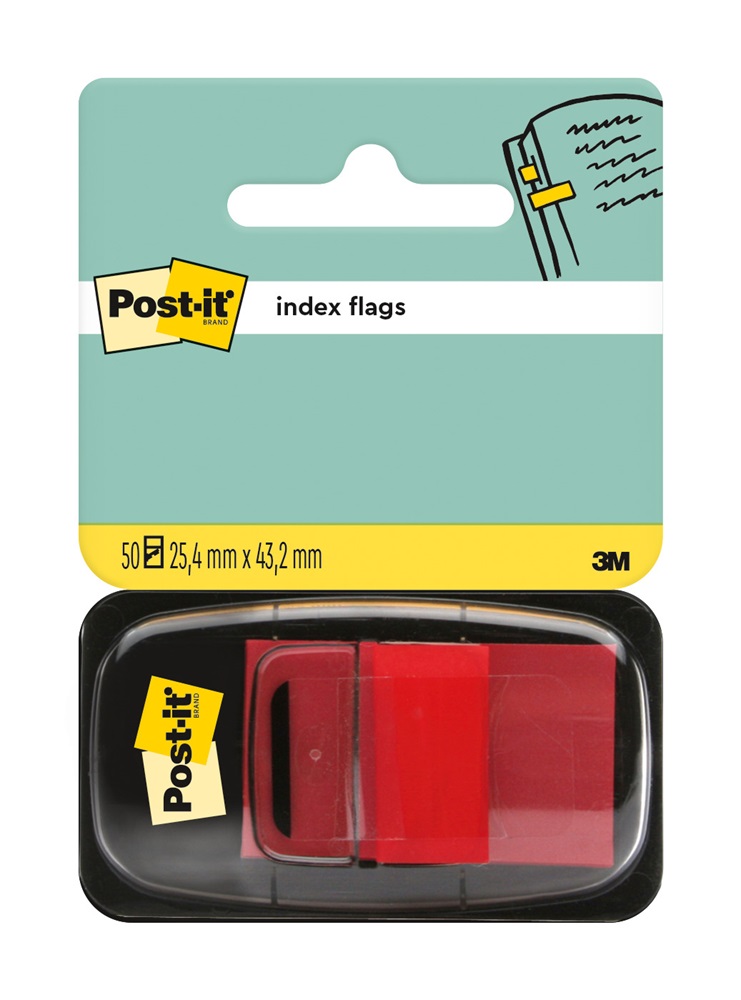 3M Post-it 680-1 25x43mm öntapadós 50lapos piros jelölőcímke