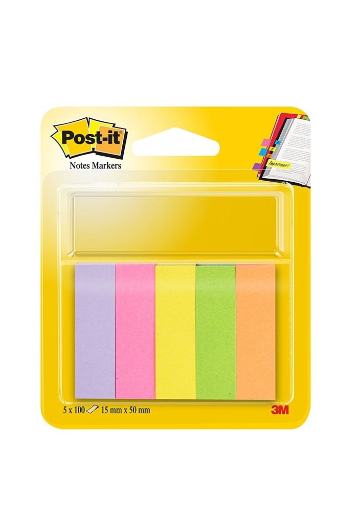 Post-it 15x50mm 5x100lap neon papír jelölőlap
