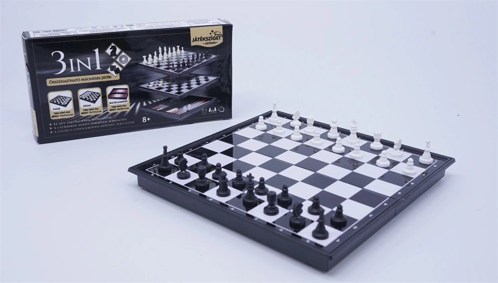 3 az 1ben mágneses sakk, dáma, backgammon