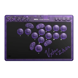 8BitDo Arcade Stick All-Button, Signature Edition, Átlátszó lila, vezeték nélküli kontroller