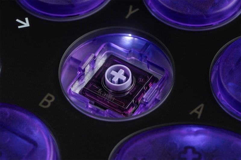 8BitDo Arcade Stick All-Button, Signature Edition, Átlátszó lila, vezeték nélküli kontroller