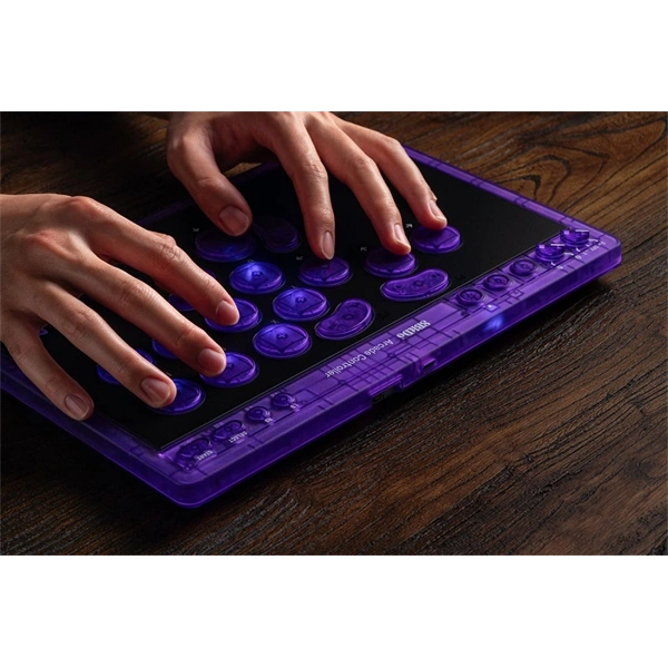 8BitDo Arcade Stick All-Button, Signature Edition, Átlátszó lila, vezeték nélküli kontroller