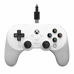 8BitDo Pro 2 Wired, Xbox Series X|S, Xbox One, PC, Hall-Effect, fehér vezetékes kontroller