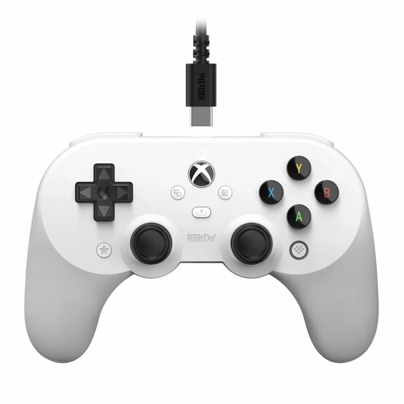 8BitDo Pro 2 Wired, Xbox Series X|S, Xbox One, PC, Hall-Effect, fehér vezetékes kontroller