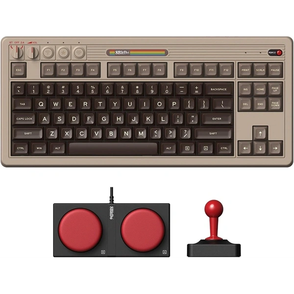 8BitDo Retro 87, Mechanikus, Kailh Box, C64 Edition, vezeték nélküli billentyűzet