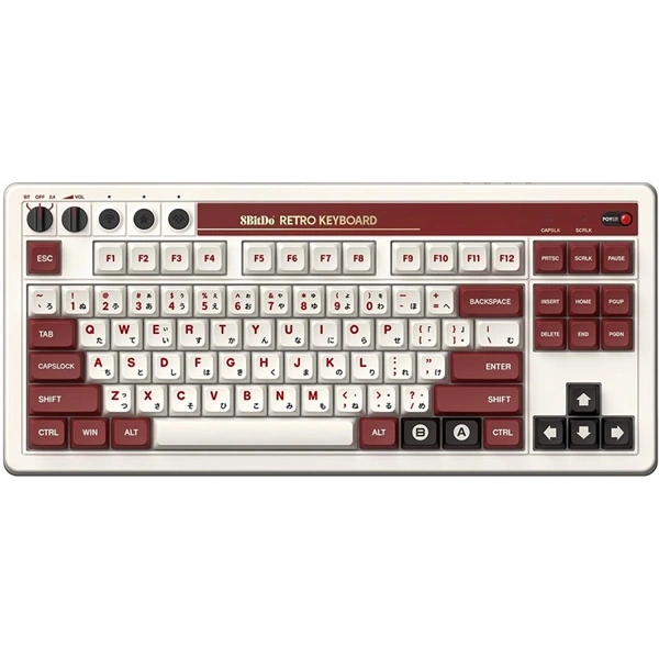 8BitDo Retro 87, Mechanikus, Kailh Box, Fami Edition, vezeték nélküli billentyűzet