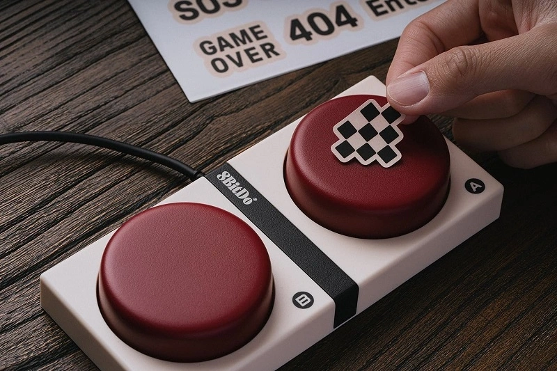 8BitDo Retro 87, Mechanikus, Kailh Box, Fami Edition, vezeték nélküli billentyűzet