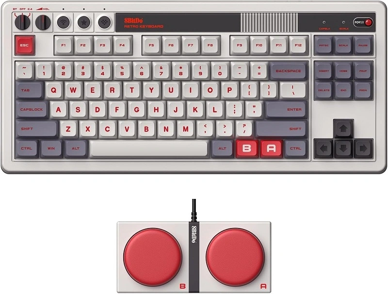 8BitDo Retro 87, Mechanikus, Kailh Box, N Edition, vezeték nélküli billentyűzet