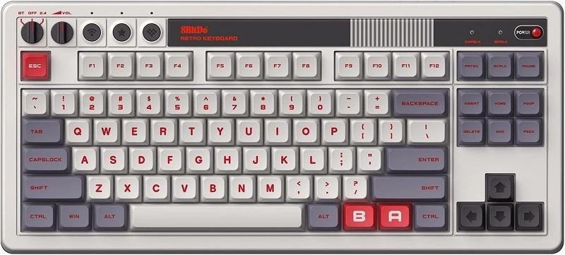 8BitDo Retro 87, Mechanikus, Kailh Box, N Edition, vezeték nélküli billentyűzet