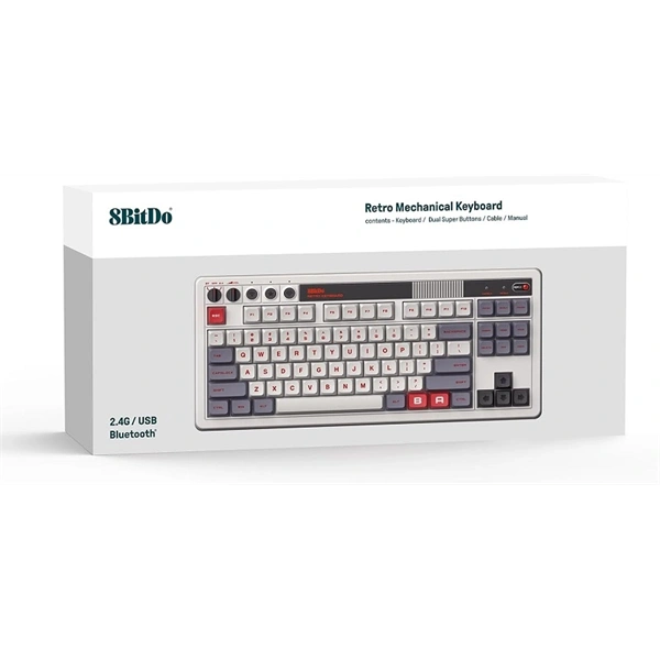 8BitDo Retro 87, Mechanikus, Kailh Box, N Edition, vezeték nélküli billentyűzet