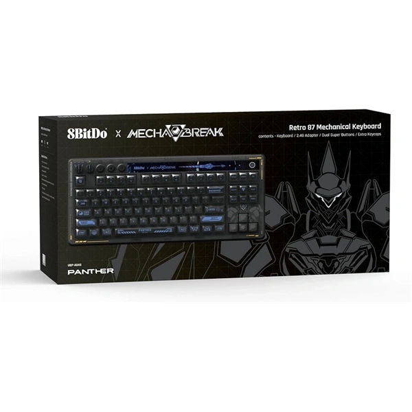 8BitDo Retro 87, Mechanikus, Kailh Glaze Jellyfish Pro, Mecha Break Edition, vezeték nélküli billentyűzet