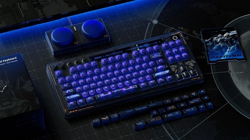 8BitDo Retro 87, Mechanikus, Kailh Glaze Jellyfish Pro, Mecha Break Edition, vezeték nélküli billentyűzet