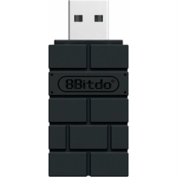 8BitDo USB Wireless Adapter 2, Nintendo Switch/Switch 2, Mobil, Xbox, PC, PlayStation, fekete kontroller adapter