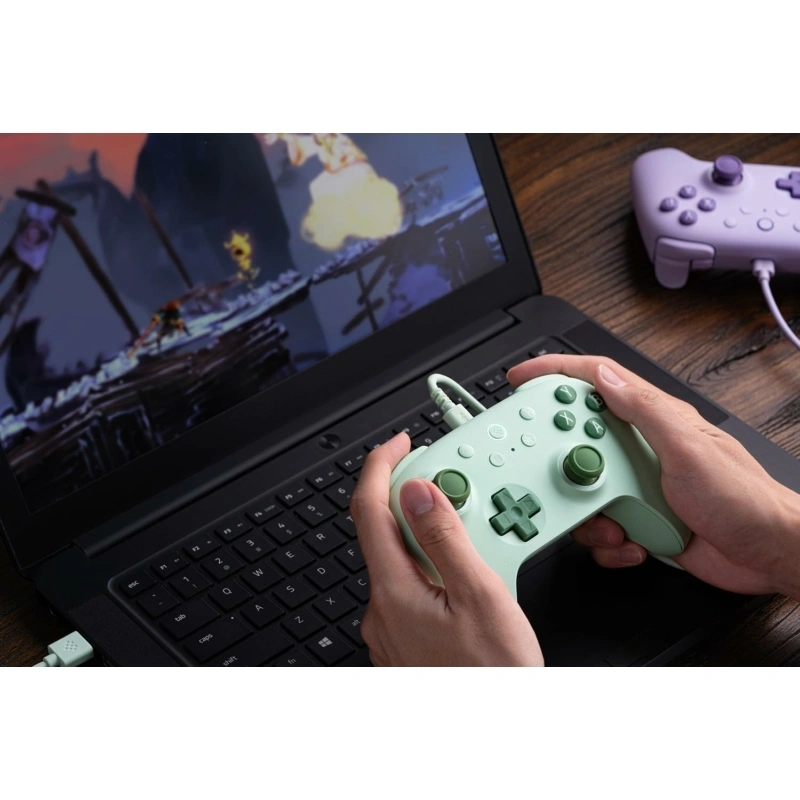 8BitDo Ultimate 2C Wired, PC (Windows), Mobil (Android), 1000Hz, Hall-Effect, zöld vezetékes kontroller