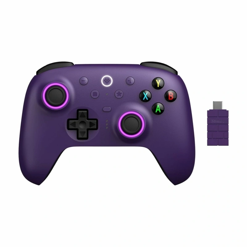 8BitDo Ultimate 2 Wireless 2.4G, PC, Android, SteamOS, iOS, TMR Joysticks, 1000Hz, lila vezeték nélküli kontroller