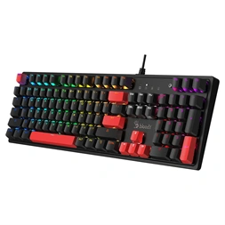 A4TECH Bloody S520N, RGB, BLMS Red Plus, 1000 Hz, Anti-ghosting, angol, gamer vezetékes billentyűzet