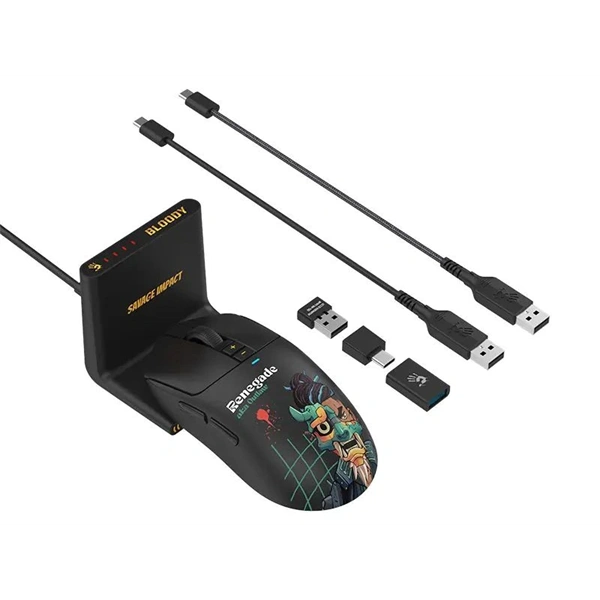 A4-Tech Bloody R72 Ultra Duo Renegade Midnight vezeték nélküli fekete gamer egér