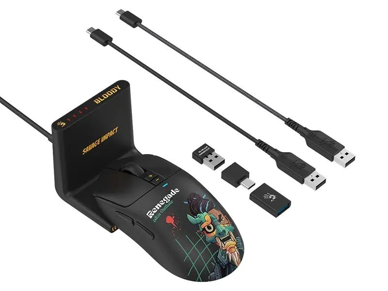 A4-Tech Bloody R72 Ultra Duo Renegade Midnight vezeték nélküli fekete gamer egér