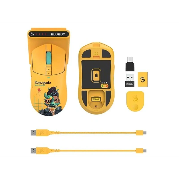 A4-Tech Bloody R72 Ultra Duo Renegade Sunset vezeték nélküli sárga gamer egér