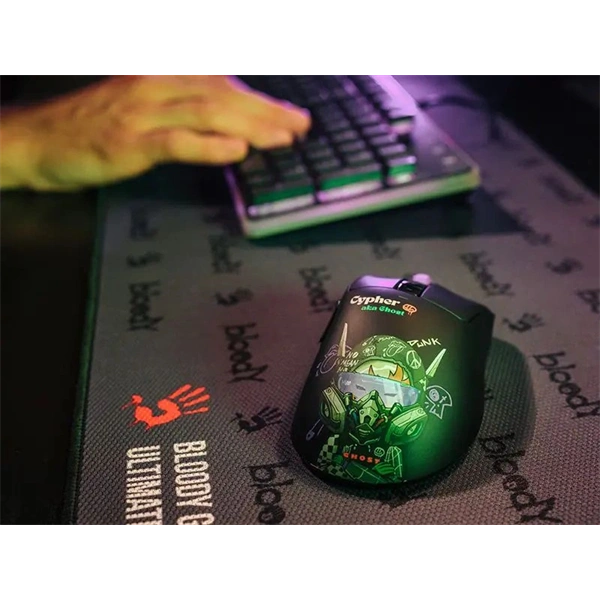 A4-Tech Bloody R73 Ultra Duo Cypher Ghost vezeték nélküli fekete gamer egér