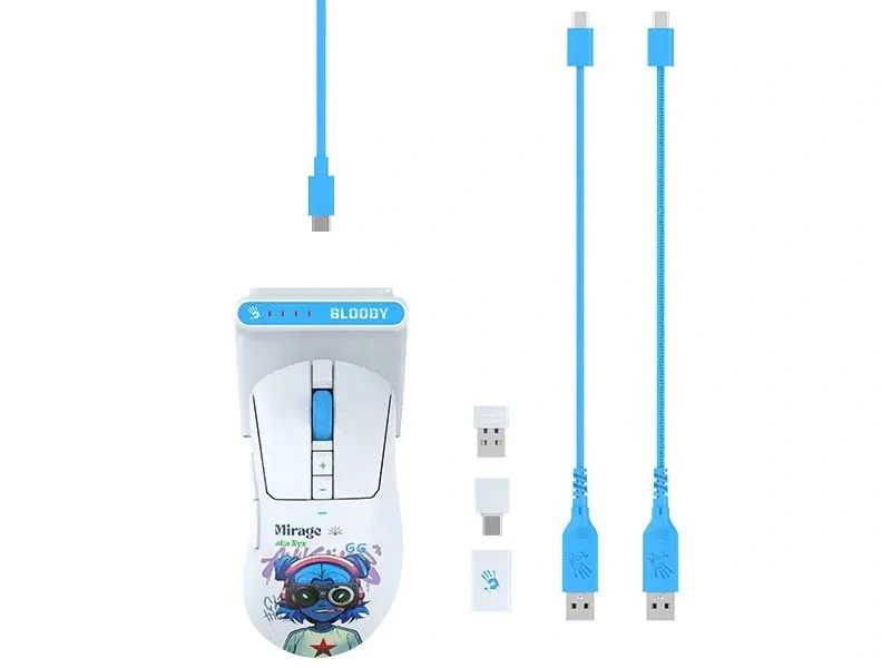 A4-Tech Bloody R73 Ultra Duo Nyx Mirage vezeték nélküli fehér gamer egér