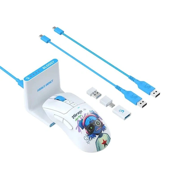 A4-Tech Bloody R73 Ultra Duo Nyx Mirage vezeték nélküli fehér gamer egér