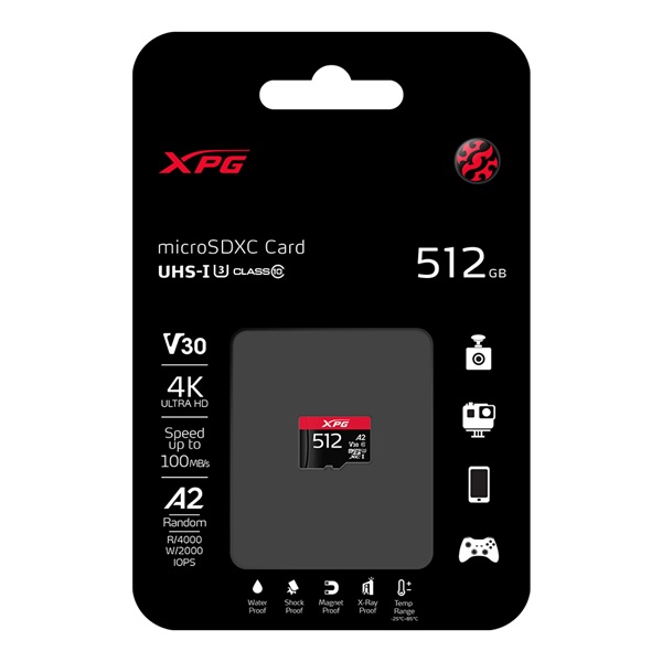 ADATA 128GB SD micro XPG (SDXC Class 10 UHS-I) (AUSDX128GUI3XPGA2-R) gamer memóriakártya