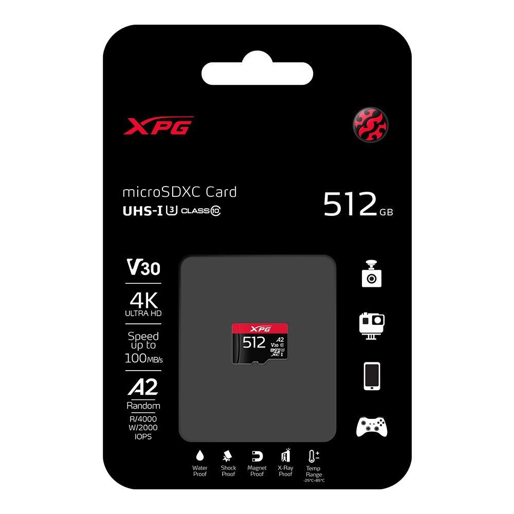 ADATA 128GB SD micro XPG (SDXC Class 10 UHS-I) (AUSDX128GUI3XPGA2-R) gamer memóriakártya