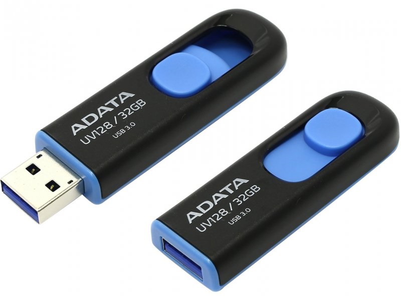 ADATA 32GB USB3.2 Fekete-Kék (AUV128-32G-RBE) Flash Drive