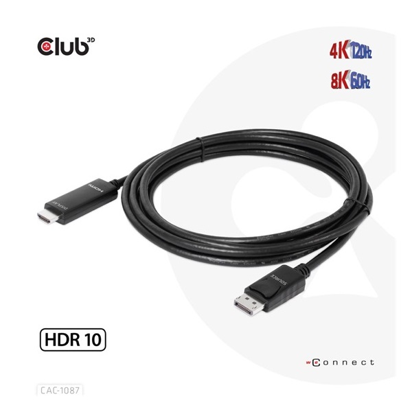 Club3D DisplayPort 1.4 to HDMI 4K120Hz or 8K60Hz HDR10 Cable M/M