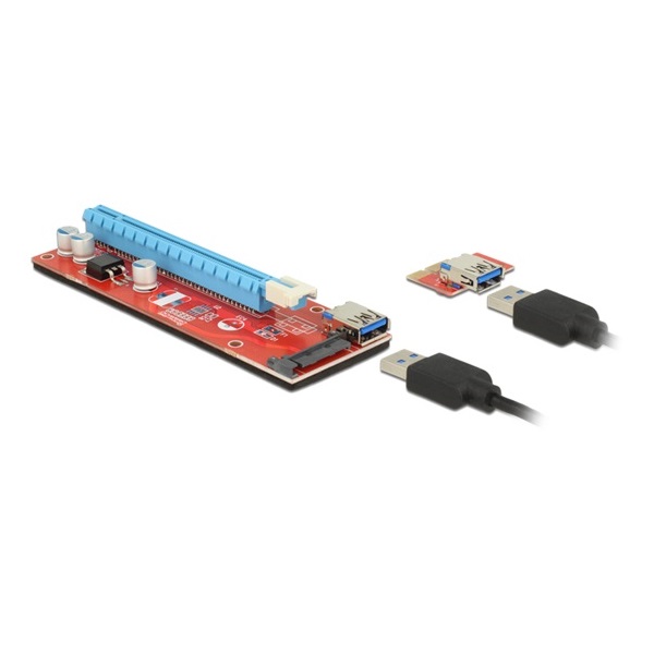 ADA Delock 41423 Bővítőkártya PCI Express x1 > PCI Express x16 + USB-kábellel - 60cm