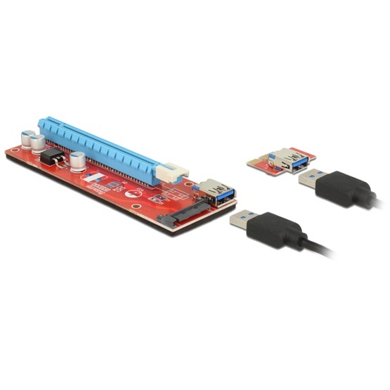 ADA Delock 41423 Bővítőkártya PCI Express x1 > PCI Express x16 + USB-kábellel - 60cm