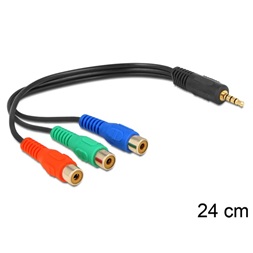 Delock 62499 3 x RCA anya > Stereo plug 3.5 mm 4 pin kábel - 24cm
