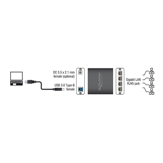ADA Delock 62966 Adapter USB 3.0 > 4 x Gigabit LAN