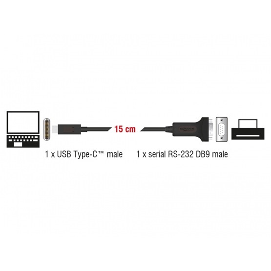 Delock 63908 USB-C > 1 db soros DB9 RS-232 adapter