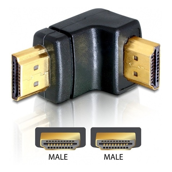 Delock 65073 HDMI apa > HDMI apa 90° lefelé hajlított adapter