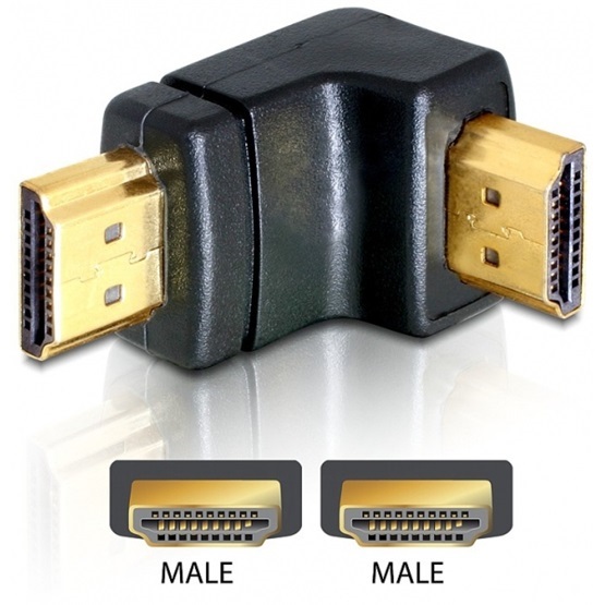 Delock 65073 HDMI apa > HDMI apa 90° lefelé hajlított adapter