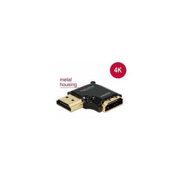 Delock 65660 HDMI-A anya > HDMI-A apa High Speed HDMI Ethernettel 4K 90° balra elforgatott adapter - Fekete