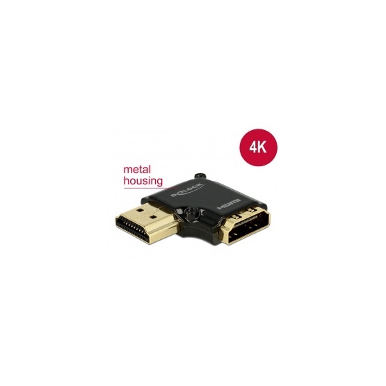 Delock 65660 HDMI-A anya > HDMI-A apa High Speed HDMI Ethernettel 4K 90° balra elforgatott adapter - Fekete