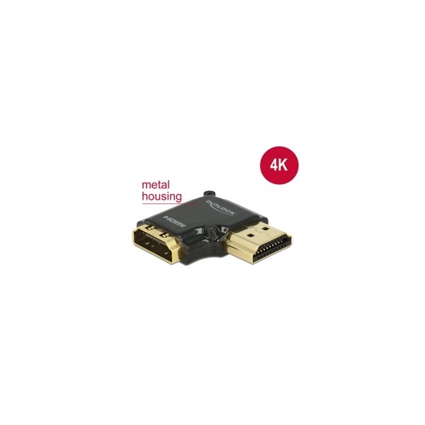 Delock 65661 HDMI-A anya > HDMI-A apa High Speed HDMI Ethernettel 4K 90° jobbra elforgatott adapter - Fekete