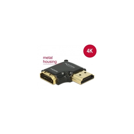 Delock 65661 HDMI-A anya > HDMI-A apa High Speed HDMI Ethernettel 4K 90° jobbra elforgatott adapter - Fekete