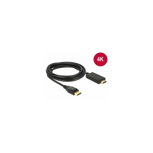 Delock  85318 Displayport 1.2 dugó HDMI-A dugó passzív 4K fekete - 3 m