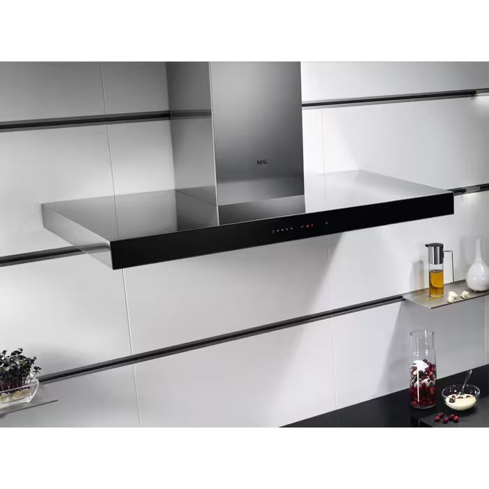 AEG DBE5960HB inox, szabadonálló, kürtős, méret:89,8 cm, zajszint:68 dB, páraelszívó