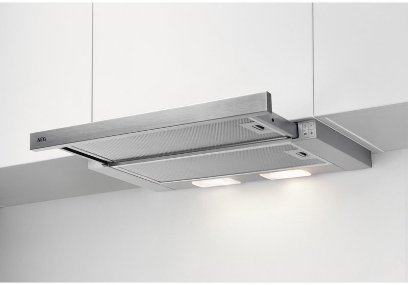 AEG DPB3632S inox, beépíthető, kihúzható, méret:60cm, teleszkópos, zajszint:48dB, páraleszívó
