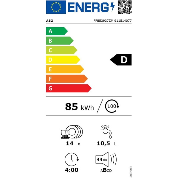AEG FFB53937ZM 14 terítékes inox mosogatógép