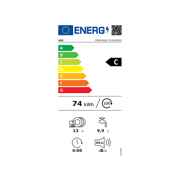 AEG FSE64610Z inox, programok száma:7, beépíthető, 13 terítékes mosogatógép